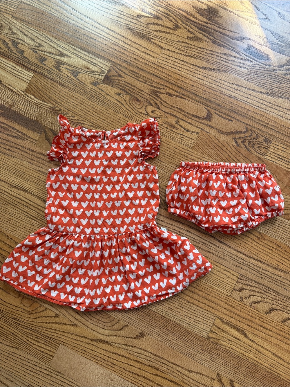 STELLA MCCARTNEY- Hearts Organic Cotton Dress with Bloomers, 3T (36 months)